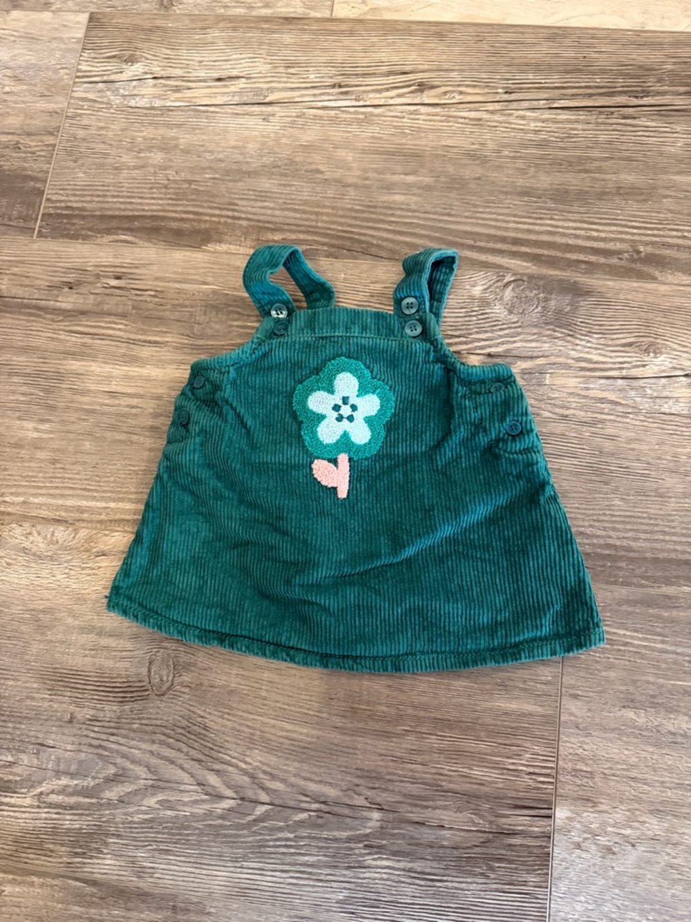 Next Baby Green Corduroy Dress with Flower Applique